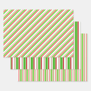 Fun Green, White, Red Colored Christmas Inspired Wrapping Paper Sheet