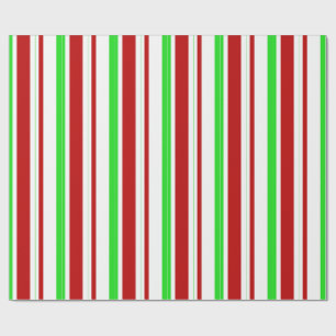Fun Green, White, Red Colored Lines Wrapping Paper