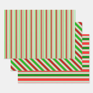 Fun Green, White, Red Coloured Christmas Inspired Wrapping Paper Sheet