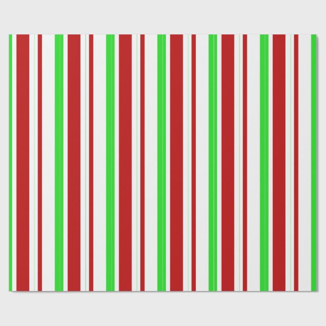 Fun Green, White, Red Coloured Lines Wrapping Pape Wrapping Paper (Flat)