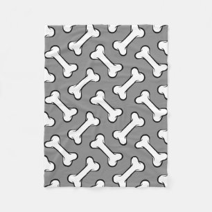 Fun Grey and White Bones Pattern Dog Blanket