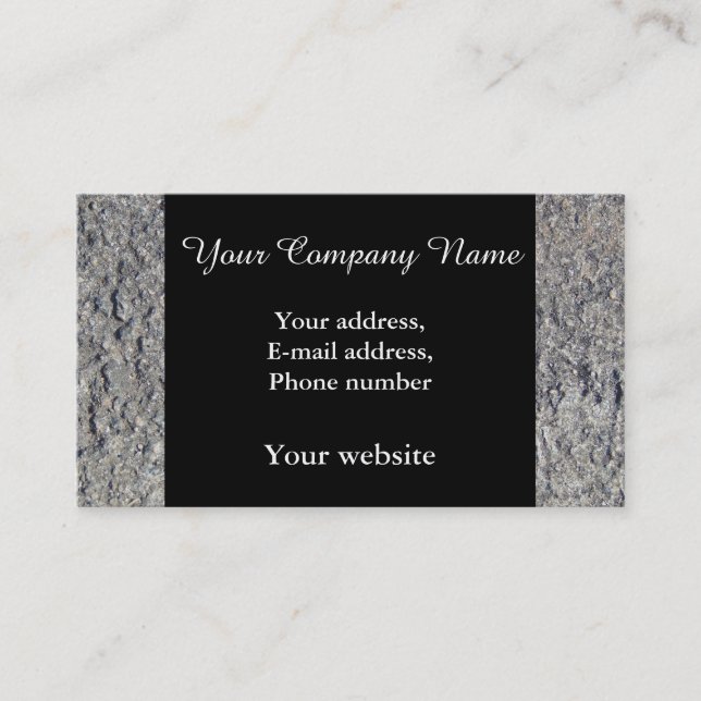 Fun grey faux rough concrete business card (Front)