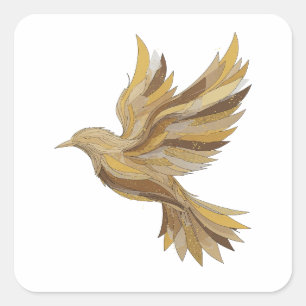 Fun Grey GOLDEN BIRD Sticker Art
