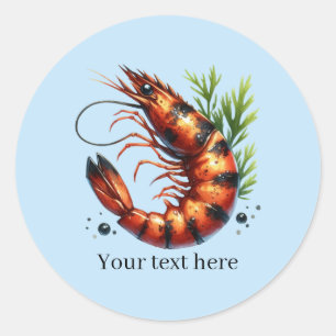Fun grilled shrimp customizable classic round sticker