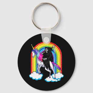 Fun Grim Reaper Riding An Unicorn Death Unicorn Ha Key Ring