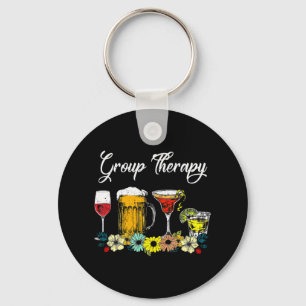 Fun Group Therapy Floral Drink Gles Mental Health  Key Ring