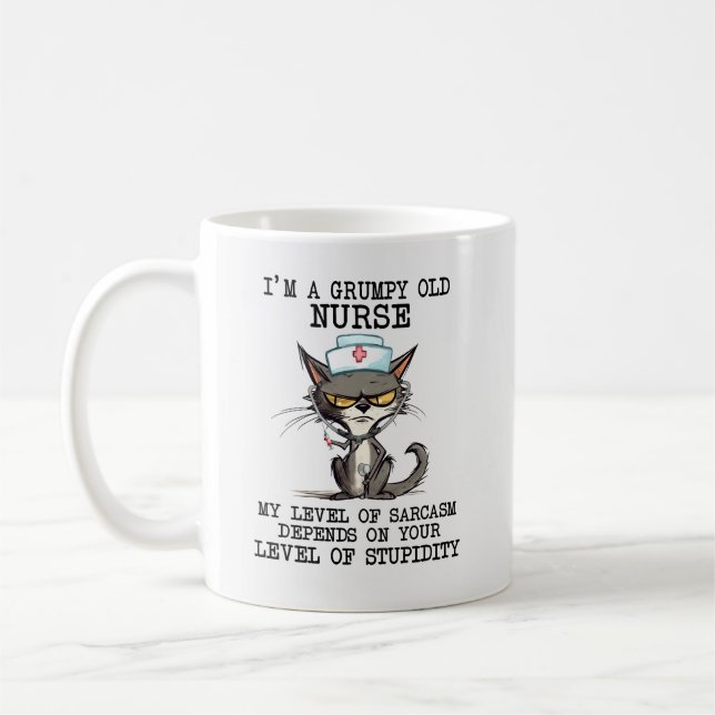 Fun Grumpy Old Nurse Coffee Mug (Left)