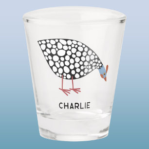 Fun Guinea Fowl Personalised Shot Glass