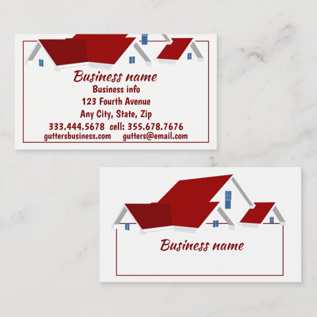 Fun Gutters, Downspouts Eavestroughing  Business Card (Front/Back)
