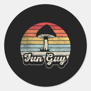 Fun Guy Funny Mushroom Pun Retro Vintage Sunset Classic Round Sticker