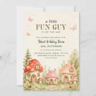 Fun Guy Mushroom Butterfly Baby Shower Invitation