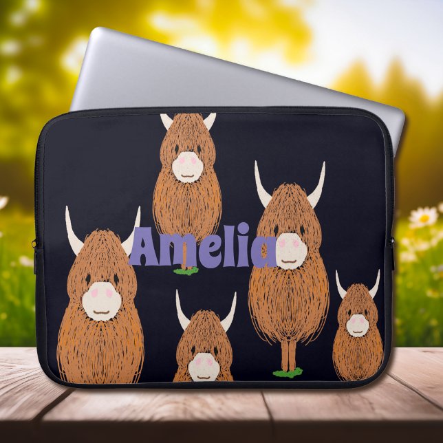 Fun  Hairy Highland cow Laptop Sleeve (Creator Uploaded)