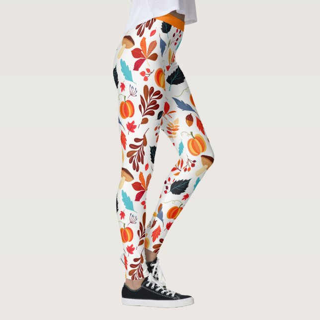 Fun Halloween Autumn Pumpkin Pattern Yoga Leggings (Right)