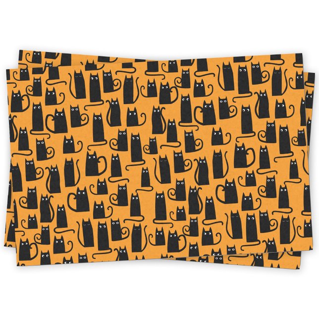 Fun Halloween Black Cat Orange Tissue Paper (Fun Halloween black cat orange tissue paper)