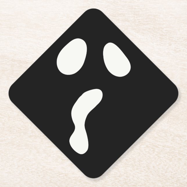 Fun Halloween boo face ghost scary Party Paper Coaster (Front)
