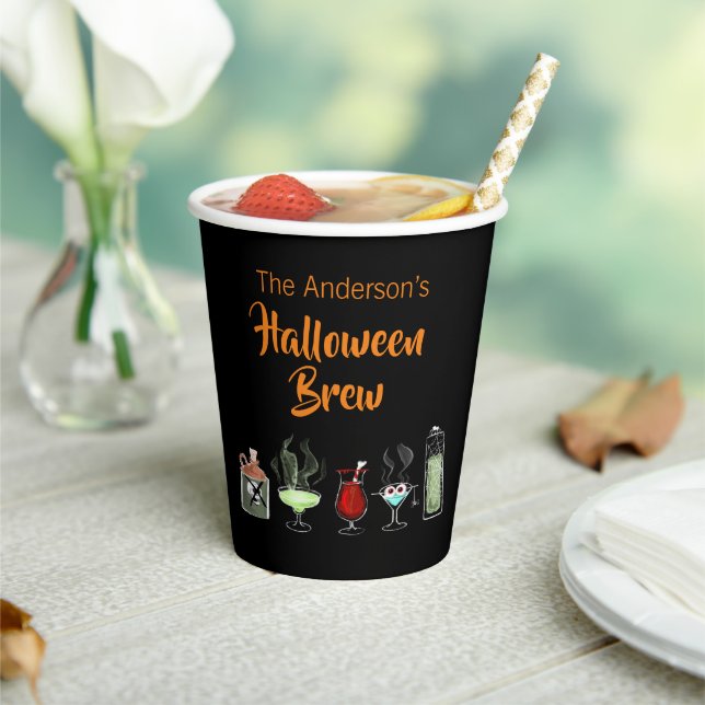 Fun Halloween Brew spooky black Paper Cups (Insitu)