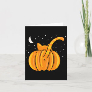 Fun Halloween Cat Butt Pumpkin Orange Tab  Card