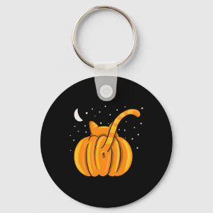 Fun Halloween Cat Butt Pumpkin Orange Tab  Key Ring