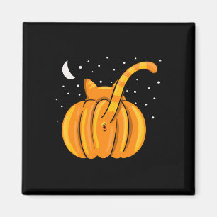 Fun Halloween Cat Butt Pumpkin Orange Tab Magnet