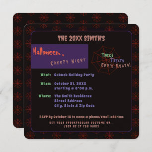 Fun Halloween Cobweb Black Holiday Party Invitation