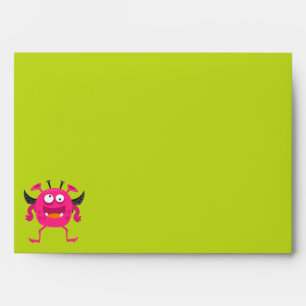 Fun Halloween Cute Green Pink Little Monster Envelope