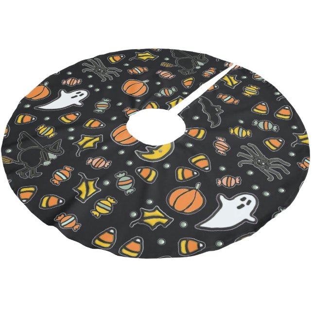 Fun Halloween Decor Brushed Polyester Tree Skirt (Angled)