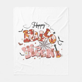 Fun Halloween Designs Happy Halloween Retro Fleece Blanket