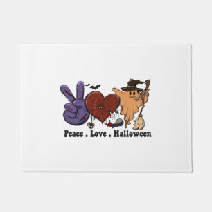 Fun Halloween Designs Peace Love Halloween Doormat