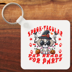 Fun Halloween Dog Pumpkin Design for Pets! Key Ring