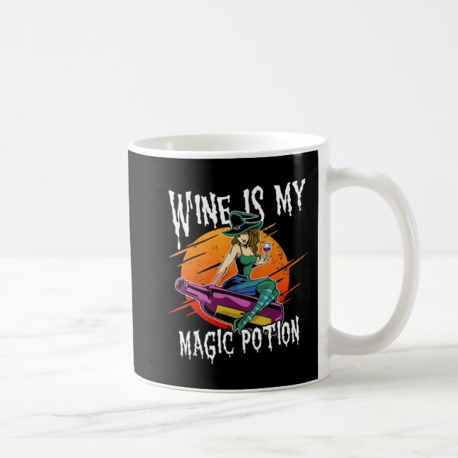 Fun Halloween Drinking Witch Magic Wine Drinker  Coffee Mug (Right)
