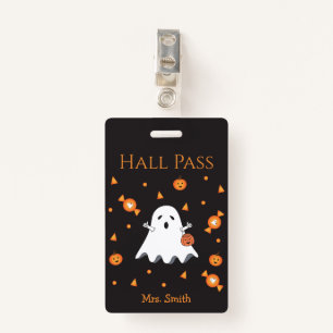 Fun Halloween Ghost Hall Pass ID Badge