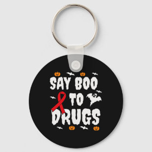Fun Halloween Gift Say Boo To Drugs Awareness Red Key Ring