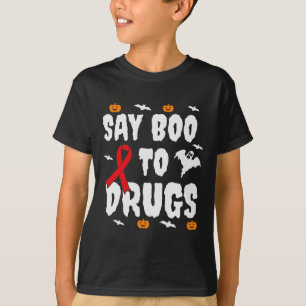 Fun Halloween Gift Say Boo To Drugs Awareness Red T-Shirt