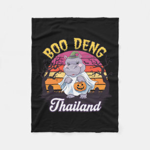 Fun Halloween Moo Deng Hippo Baby Fleece Blanket