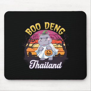 Fun Halloween Moo Deng Hippo Baby Mouse Pad