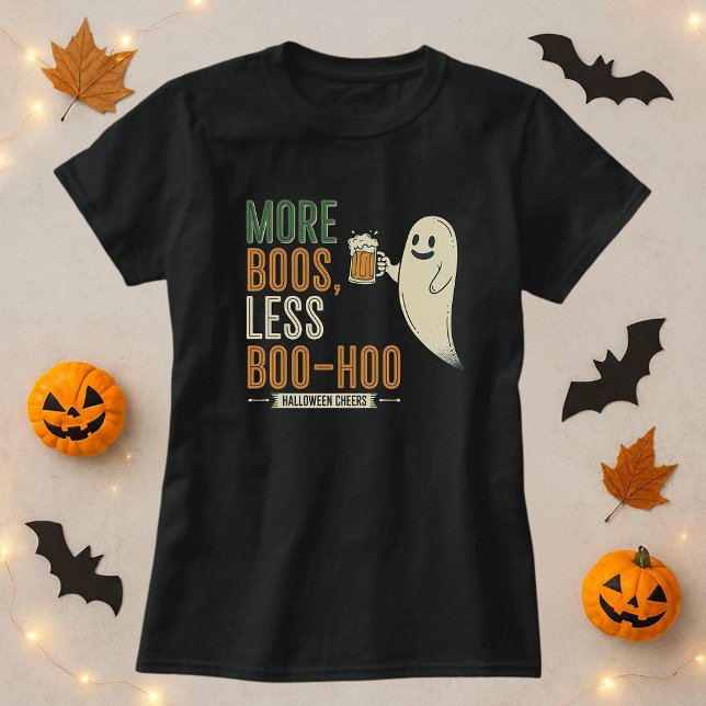 Fun Halloween More Boos Less Boo-Hoo Ghost & Drink T-Shirt (Creator Uploaded)