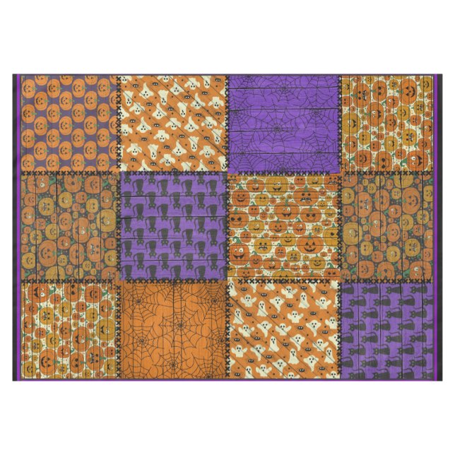 Fun Halloween Patchwork Image Tablecloth (Front (Horizontal))