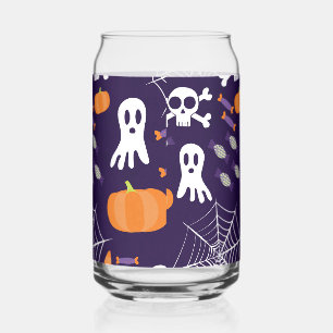 Fun Halloween Pattern Can Glass