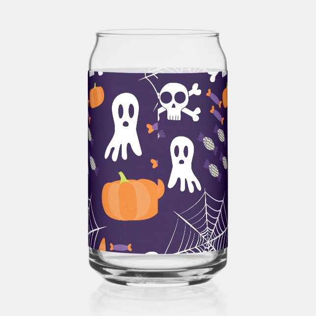 Fun Halloween Pattern Can Glass (Right)