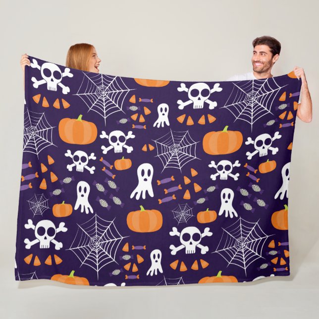 Fun Halloween Pattern Fleece Blanket (In Situ)