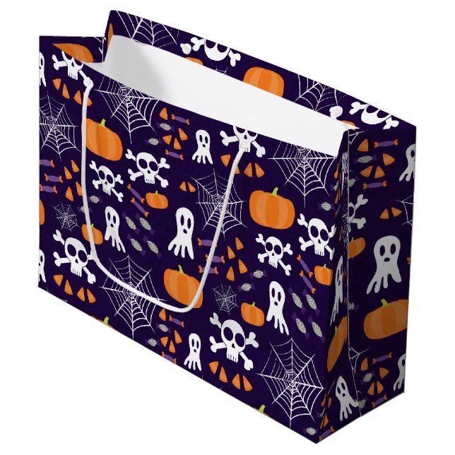 Fun Halloween Pattern Large Gift Bag (Front Angled)