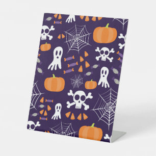 Fun Halloween Pattern Pedestal Sign