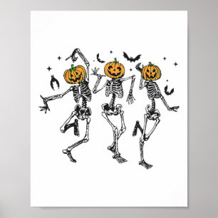 Fun Halloween Pumpkin Dancing Skeleton Costume Wom Poster