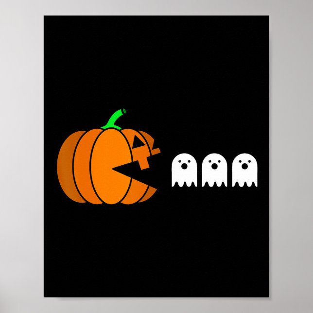 Fun Halloween Pumpkin Eating Ghost  Poster (Front)