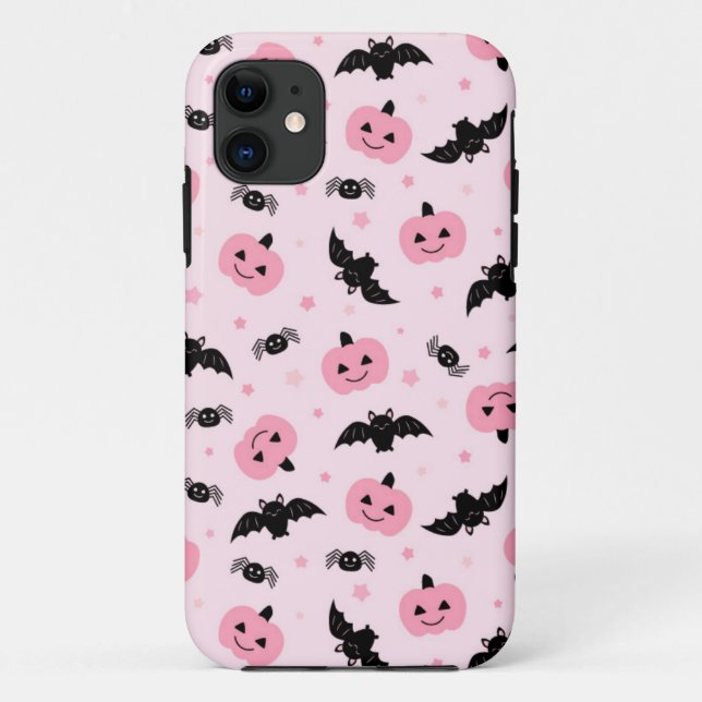 Fun Halloween Pumpkins and Bat Pattern  Case-Mate iPhone Case (Back)