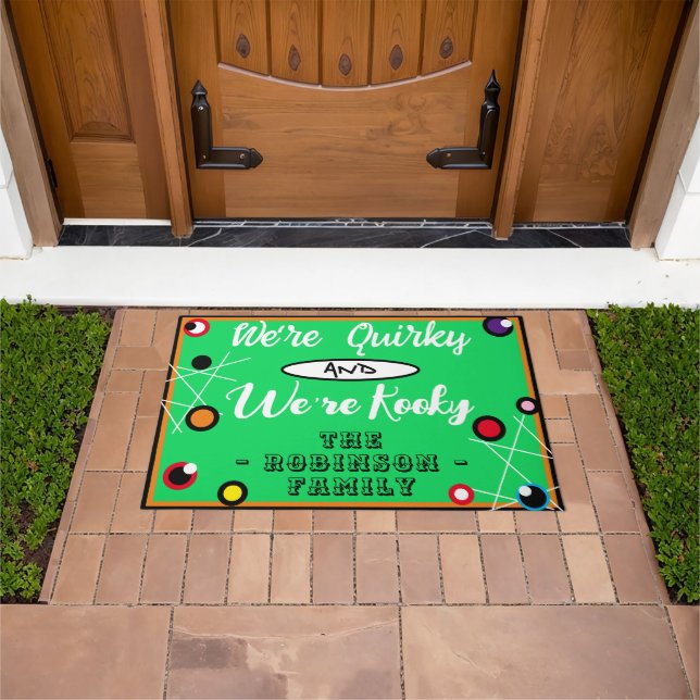 Fun Halloween Quirky Kooky Green Orange Red Doormat (Outdoor)