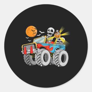 Fun Halloween Skeleton Monster-truck Kids Boys Tod Classic Round Sticker