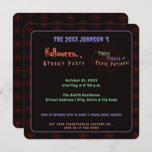 Fun Halloween Spiderweb Black Holiday Party Invitation