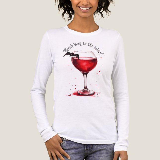 Fun Halloween T-Shirt | Witch Way to the Wine Tri-Blend Shirt (Front)
