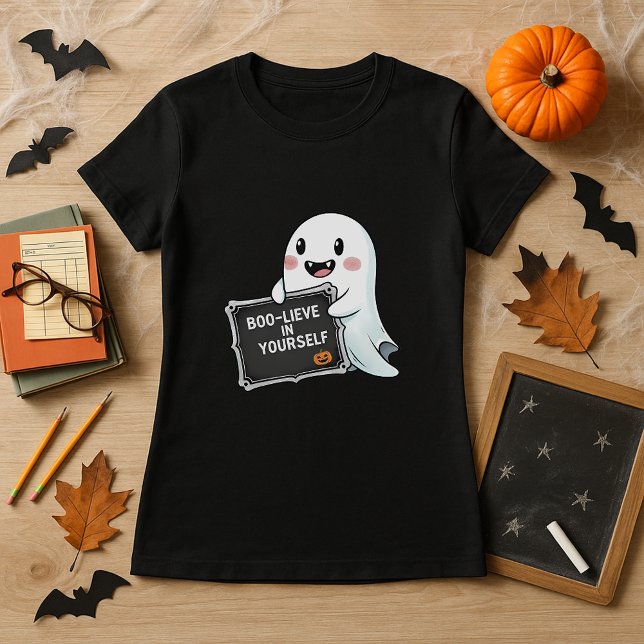 Fun Halloween Teacher BOO-LIEVE in Yourself Ghost  T-Shirt (Creator Uploaded)